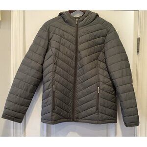 Adventuridge Womens Puffer Coat Size Large Grey Melange Lightweight